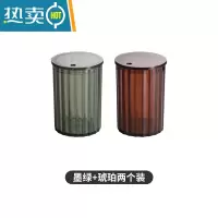 敬平轻奢网红透明牙签筒家用客厅创意商用餐厅高颜值牙签桶 墨绿+琥珀