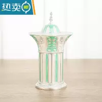 敬平欧式牙签筒创意个性家用客厅北欧ins牙签盒可爱按压式自动桶 银湖绿罗马柱