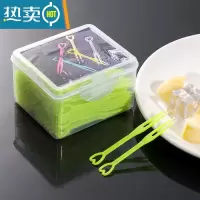 敬平水果叉子单独包装塑料果叉透明独立小叉商用家用蛋糕签果插 精美家庭装-心形绿色200支牙签