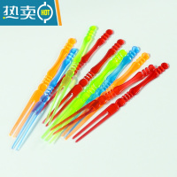 敬平水果叉KTV家用加厚水果签两齿竹节叉透明水果蛋糕叉子 彩色 3000支/箱(38包80支)