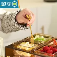 敬平高端创意家用不锈钢水果叉子儿童安全水果签收纳罐 金色树叶叉6支