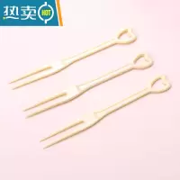 敬平水果叉子单独包装KTV酒吧透明塑料水果签果插小叉子 心形叉黄色 1万支