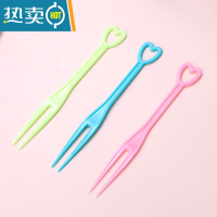 敬平水果叉子单独包装KTV酒吧透明塑料水果签果插小叉子 心形叉三色 1万支