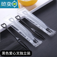 敬平小叉子透明彩色塑料单独包装水果叉蛋糕点心KTV果签 黑色心形叉200只 8.5cm独立包装