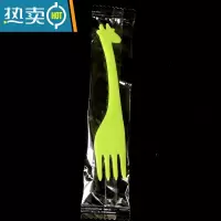敬平水果叉创意水果签蛋糕叉果插点心糕点四齿叉小鹿卡通水果叉 独立包装绿色 100支