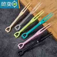 敬平小叉子透明彩色塑料单独包装水果叉蛋糕点心KTV果签 随机色心形叉500只8.5cm 简易包装