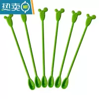 敬平ins创意仙人掌水果签儿童卡通可爱果插 网红点心叉子套装塑料 搅拌棒 仙人掌6支[草绿]