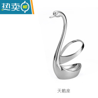 敬平304不锈钢水果叉水果签果插小叉子甜品叉月饼叉家用5支装 单个银色天鹅座