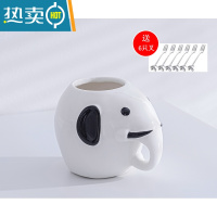 敬平水果叉子收纳罐套装家用创意高端儿童安全轻奢水果签罐果插瓶陶瓷 白色-大象收纳罐送6叉