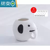 敬平水果叉子收纳罐套装家用创意高端儿童安全轻奢水果签罐果插瓶陶瓷 白色-大象收纳罐送6叉