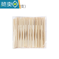 敬平创意竹制材质水果叉水果两节签点心甜品插签酒吧果叉 水果叉原色80只装(1包装)牙签