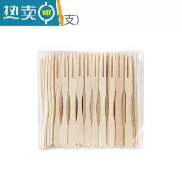 敬平创意竹制材质水果叉水果两节签点心甜品插签酒吧果叉 水果叉原色80只装(1包装)牙签