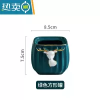 敬平水果叉子收纳罐套装家用高端甜品叉儿童安全小叉子轻奢水果签果插 收纳罐-绿色方形(不含叉)