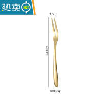 敬平家用水果叉套装304不锈钢小吃水果的叉子创意时尚可爱水果签果插 金色5支装