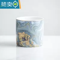 敬平北欧风格创意果叉罐套装叉子家用陶瓷罐子不锈钢水果签果插 流沙金罐一个