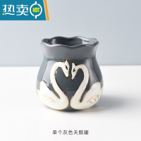 敬平金色水果叉收纳罐水果签果插儿童宝宝不锈钢小叉子轻奢蛋糕甜品叉 单个灰色天鹅收纳罐