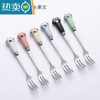 敬平欧式不锈钢水果叉套装6支创意宝宝可爱甜品叉家用INS风点心叉果签 混色6支