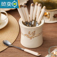 敬平水果叉套装创意可爱家用勺子不锈钢蛋糕叉子水果签果插欧式小奢华 蝴蝶罐+8根银色简约勺