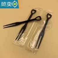 敬平塑料叉子透明黄黑色蛋糕水果叉面包两齿果签爱心沙拉小叉 黑色爱心叉独立包装200只 长9CM