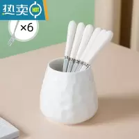 敬平水果叉子儿童安全水果签套装高端不锈钢收纳罐高颜值可爱轻奢网红 白色-收纳罐+6银色叉