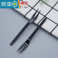 敬平叉子水果塑料加厚欧式签插蛋糕甜品点心小吃盘加厚单独包装 11厘米二齿叉黑色简装1000支牙签