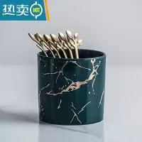 敬平北欧风格轻奢不锈钢水果叉子家用小吃插果叉创意收纳罐水果签套装 金纹(绿)罐一个+6根树叶叉