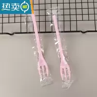 敬平蛋糕叉 生日水果叉沙拉叉子儿童果叉单独包装塑料甜品叉 三齿叉独立包装100只(粉色)牙签