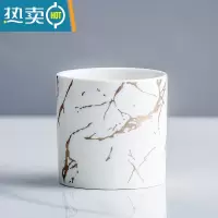 敬平北欧风格轻奢不锈钢水果叉子家用小吃插果叉创意收纳罐水果签套装 金纹(白)罐一个