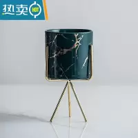 敬平北欧风格轻奢不锈钢水果叉子家用小吃插果叉创意收纳罐水果签套装 金纹(绿)罐一个+三角金架