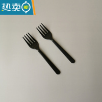 敬平蛋糕叉 生日水果叉沙拉叉子儿童果叉单独包装塑料甜品叉 散装1000只黑色牙签