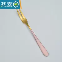 敬平水果叉304不锈钢甜品叉子家用果叉套装水果签月饼叉北欧奢华叉子 粉金