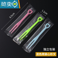 敬平水果叉单独包装塑料叉子透明KTV商用爱心水果叉点心蛋糕叉 [绿粉蓝]独立包装200支 [ 买5送1]牙签