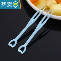 敬平水果叉单独包装塑料叉子透明KTV商用爱心水果叉点心蛋糕叉 蓝色 500支[ 买5送1]牙签