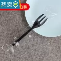 敬平蛋糕叉子单独包装圆柄三齿叉加厚水果叉10厘米甜品点心叉签 黑色-[独立装]100只 拍4送1发500只牙签