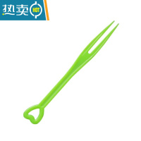 敬平超市水果店塑料透明爱心型水果叉水果切拼盘多用性彩色果叉 绿色水果叉2包(约1000支)牙签