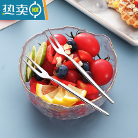 敬平水果叉304创意可爱叉子欧式水果签加厚儿童甜品小叉子水果签果插 加厚款圆柄水果叉10支装