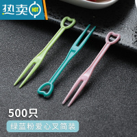 敬平透明塑料独立装水果签蛋糕点心水果叉子[一包500只] 绿红蓝三色混装500只 (买5送1)