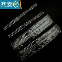 敬平水果叉子单独包装塑料果叉透明独立小叉商用家用创意蛋糕签 竹节叉透明独立包装200支牙签
