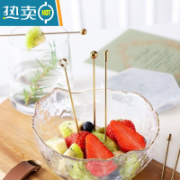 敬平水果叉收纳罐不锈钢水果签家用可爱小企鹅果签盅石榴玻璃瓶小天使 圆柱圆球圆环各1支