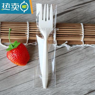 敬平叉子加厚 带纸巾西餐叉 牛排叉 蛋糕叉水果叉独立包装500支 白色淀粉叉:独立包装1000支牙签