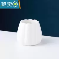 敬平水果叉家用轻奢欧式不锈钢套装陶瓷收纳罐儿童安全甜品叉子家用 白色罐牙签