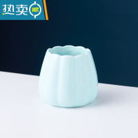 敬平水果叉家用轻奢欧式不锈钢套装陶瓷收纳罐儿童安全甜品叉子家用 蓝色罐牙签