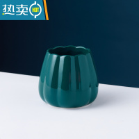 敬平水果叉家用轻奢欧式不锈钢套装陶瓷收纳罐儿童安全甜品叉子家用 墨绿色罐牙签