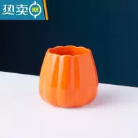 敬平水果叉家用轻奢欧式不锈钢套装陶瓷收纳罐儿童安全甜品叉子家用 橙色罐牙签