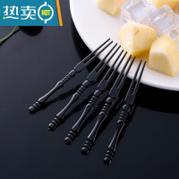 敬平整箱1万支水果叉竹节叉加厚加硬小叉子独立包装试吃叉 黑色2400支 竹节叉牙签