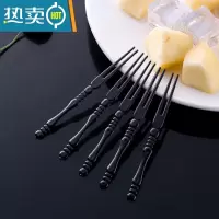 敬平整箱1万支水果叉竹节叉加厚加硬小叉子独立包装试吃叉 黑色2400支 竹节叉牙签