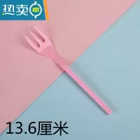 敬平水果茶加长厚烧仙草水果捞塑料长柄叉三齿叉子奶茶果冻叉子 粉色三齿叉100支(买5送1)牙签