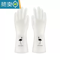 敬平3双耐用型洗碗手套女刷碗器加厚橡胶胶皮防水家用厨房家务清洁 [火力鸟图案]3双 L