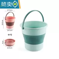 敬平可折叠水桶车用车载洗车美术便携式户外钓鱼家用大容量储水小加厚 中号浅蓝色27.5*24.5*18.5cm