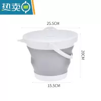 敬平折叠水桶带盖车载洗车用便携式旅行户外钓鱼家用大容量储水折叠桶 小号5L带盖[灰色]送挂钩1个